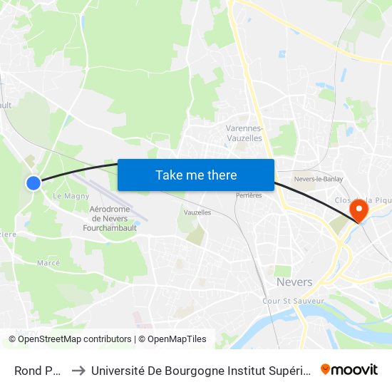 Rond Point Ravioli to Université De Bourgogne Institut Supérieur De L'Automobile Et Des Transports map
