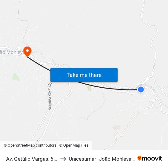 Av. Getúlio Vargas, 670 to Unicesumar -João Monlevade map