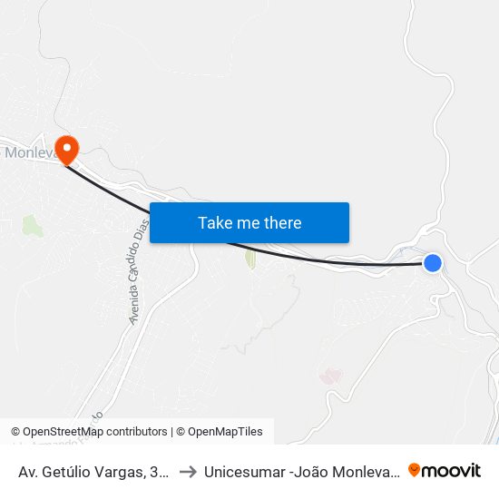 Av. Getúlio Vargas, 331 to Unicesumar -João Monlevade map