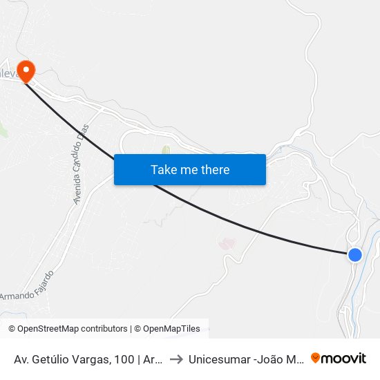 Av. Getúlio Vargas, 100 | Arcelor Mittal to Unicesumar -João Monlevade map