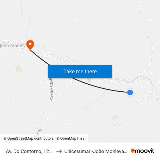 Av. Do Contorno, 1299 to Unicesumar -João Monlevade map