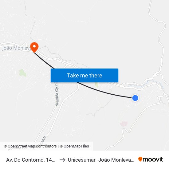 Av. Do Contorno, 1435 to Unicesumar -João Monlevade map