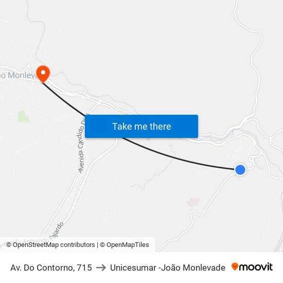 Av. Do Contorno, 715 to Unicesumar -João Monlevade map