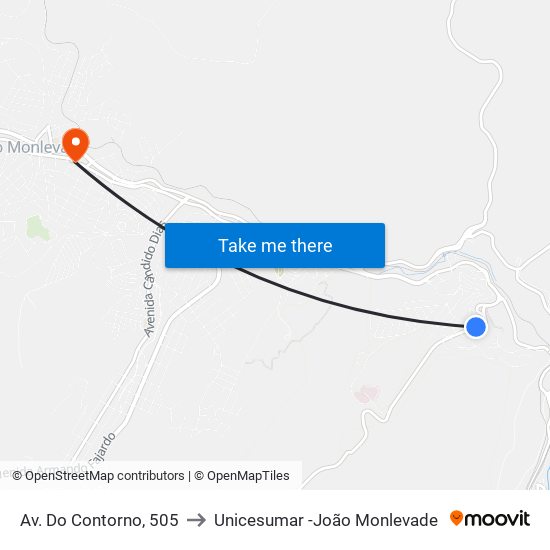 Av. Do Contorno, 505 to Unicesumar -João Monlevade map