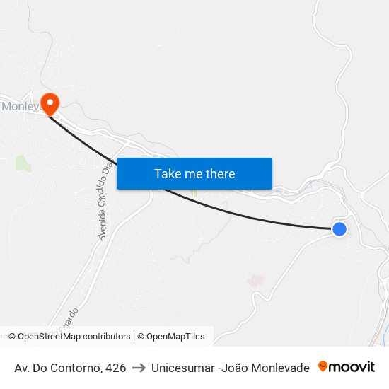 Av. Do Contorno, 426 to Unicesumar -João Monlevade map