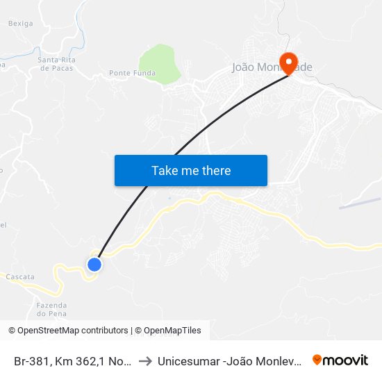 Br-381, Km 362,1 Norte to Unicesumar -João Monlevade map