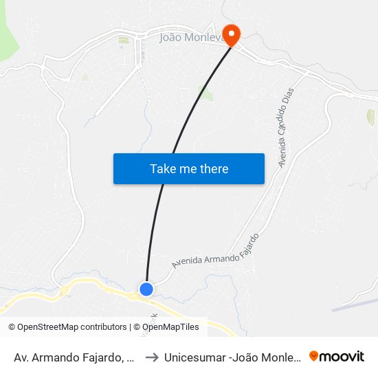 Av. Armando Fajardo, 4721 to Unicesumar -João Monlevade map