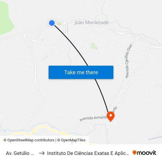 Av. Getúlio Vargas, 6004 to Instituto De Ciências Exatas E Aplicadas (Icea) - Ufop Campus Jm map