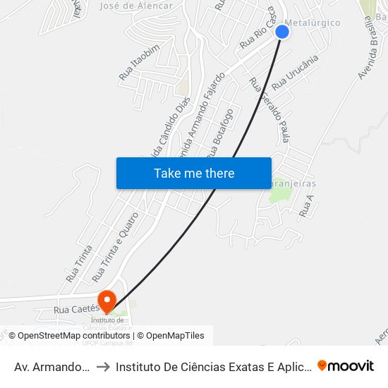 Av. Armando Fajardo, 767 to Instituto De Ciências Exatas E Aplicadas (Icea) - Ufop Campus Jm map