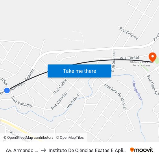 Av. Armando Fajardo, 4543 to Instituto De Ciências Exatas E Aplicadas (Icea) - Ufop Campus Jm map