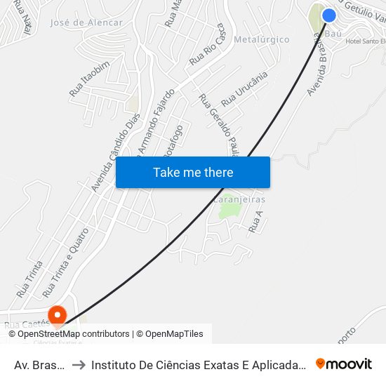 Av. Brasília, 400 to Instituto De Ciências Exatas E Aplicadas (Icea) - Ufop Campus Jm map