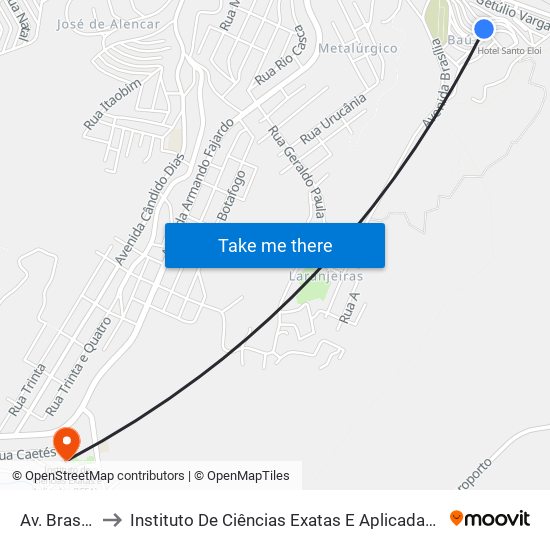 Av. Brasília, 215 to Instituto De Ciências Exatas E Aplicadas (Icea) - Ufop Campus Jm map