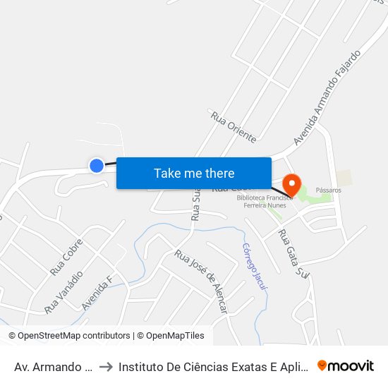 Av. Armando Fajardo, 3930 to Instituto De Ciências Exatas E Aplicadas (Icea) - Ufop Campus Jm map