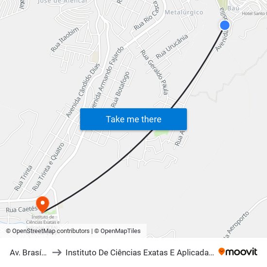 Av. Brasília, 1610 to Instituto De Ciências Exatas E Aplicadas (Icea) - Ufop Campus Jm map