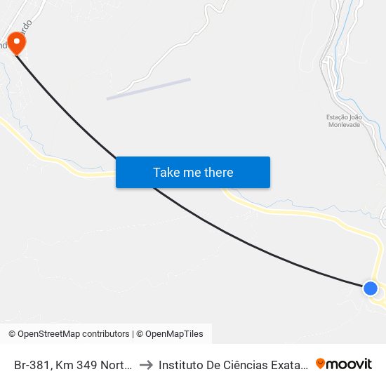 Br-381, Km 349 Norte | Acesso Ao Distrito Industrial to Instituto De Ciências Exatas E Aplicadas (Icea) - Ufop Campus Jm map