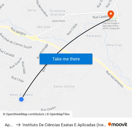 Apagar to Instituto De Ciências Exatas E Aplicadas (Icea) - Ufop Campus Jm map