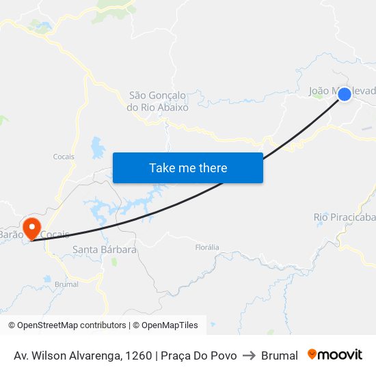 Av. Wilson Alvarenga, 1260 | Praça Do Povo to Brumal map