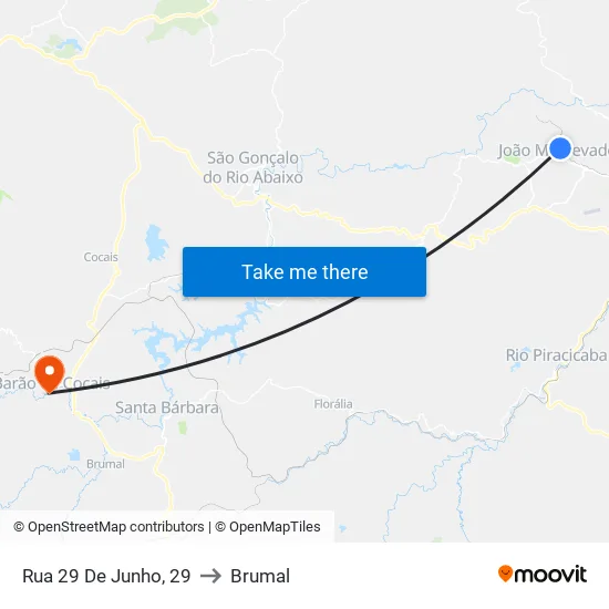 Rua 29 De Junho, 29 to Brumal map