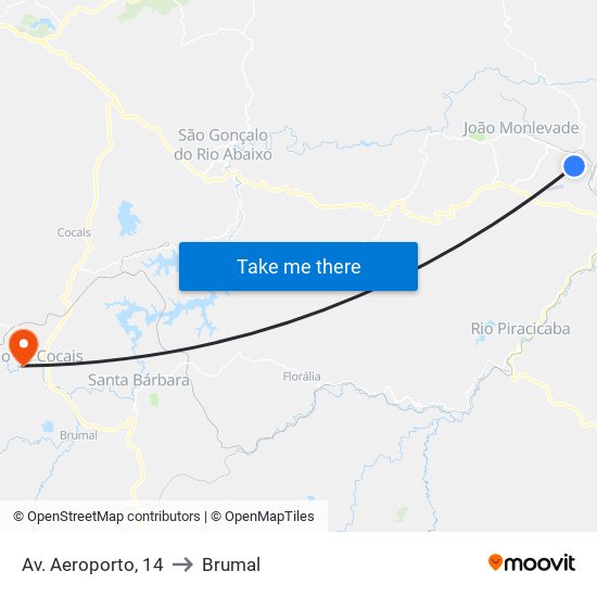 Av. Aeroporto, 14 to Brumal map