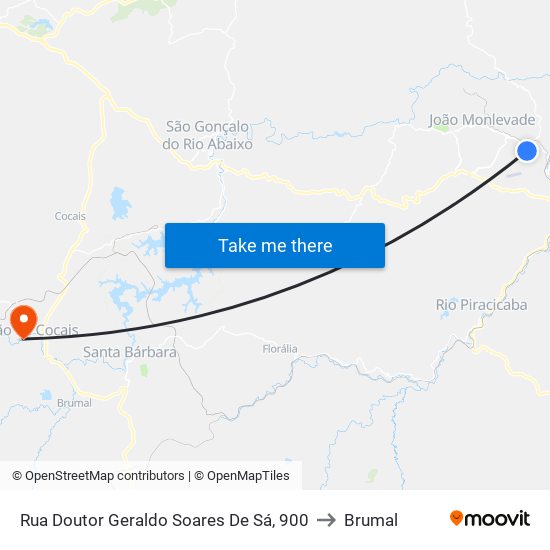 Rua Doutor Geraldo Soares De Sá, 900 to Brumal map