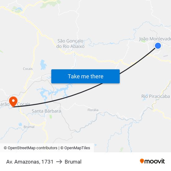 Av. Amazonas, 1731 to Brumal map