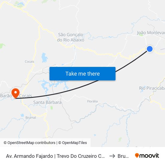 Av. Armando Fajardo | Trevo Do Cruzeiro Celeste to Brumal map