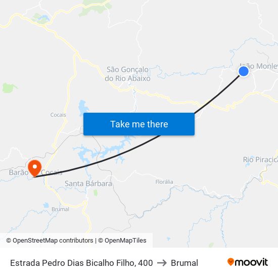Estrada Pedro Dias Bicalho Filho, 400 to Brumal map