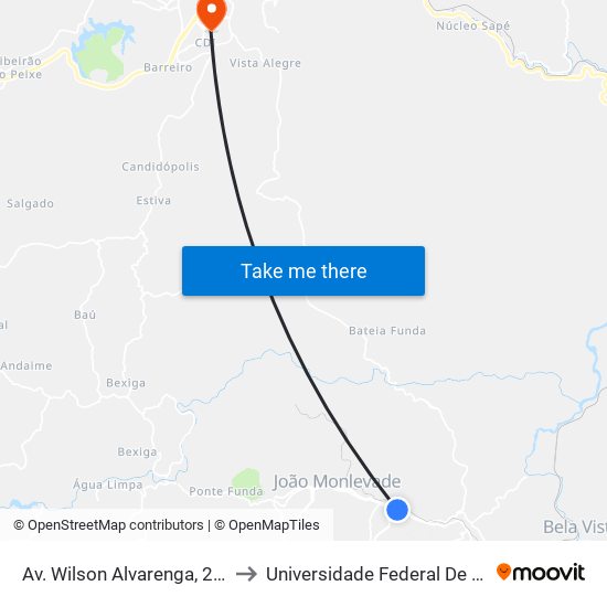 Av. Wilson Alvarenga, 2 | Pronto Atendimento to Universidade Federal De Itajubá - Campus Itabira map