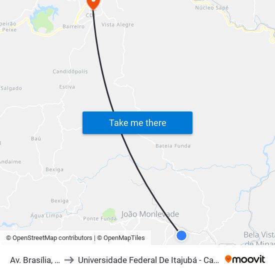 Av. Brasília, 1610 to Universidade Federal De Itajubá - Campus Itabira map