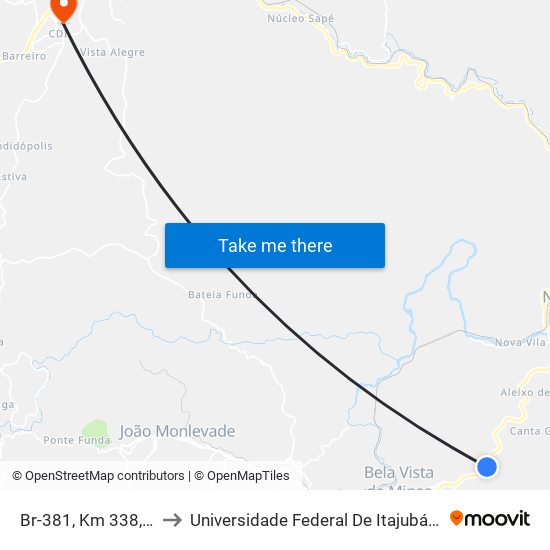 Br-381, Km 338,9 Sul, 237 to Universidade Federal De Itajubá - Campus Itabira map