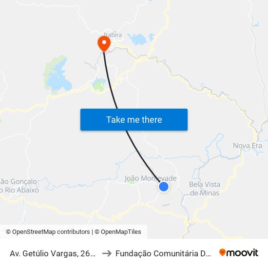 Av. Getúlio Vargas, 2605 | Pronto Atendimento to Fundação Comunitária De Ensino Superior De Itabira map