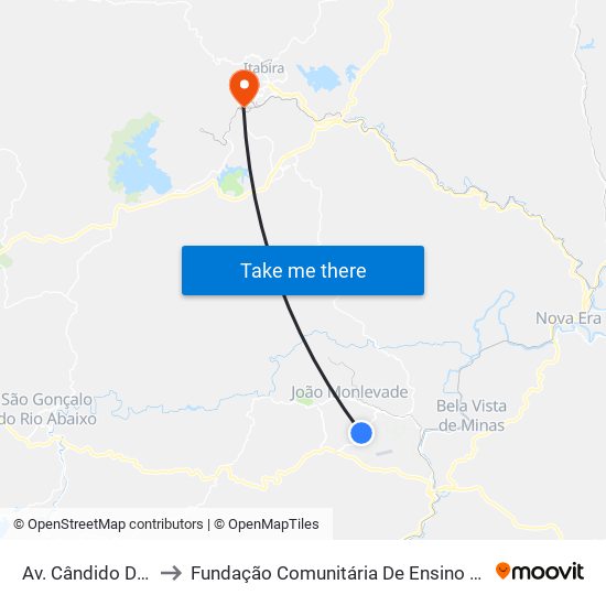 Av. Cândido Dias, 1031 to Fundação Comunitária De Ensino Superior De Itabira map