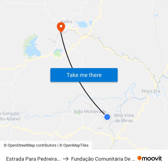 Estrada Para Pedreira, Leste | Entr. Lmg-779 to Fundação Comunitária De Ensino Superior De Itabira map