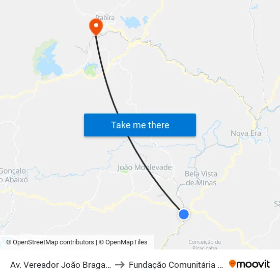 Av. Vereador João Braga, 2000 | Chácara Dos Arcanjos to Fundação Comunitária De Ensino Superior De Itabira map