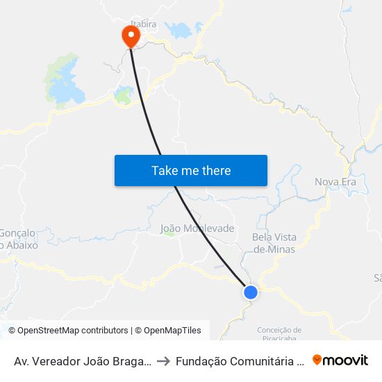 Av. Vereador João Braga, 2001 | Chácara Dos Arcanjos to Fundação Comunitária De Ensino Superior De Itabira map