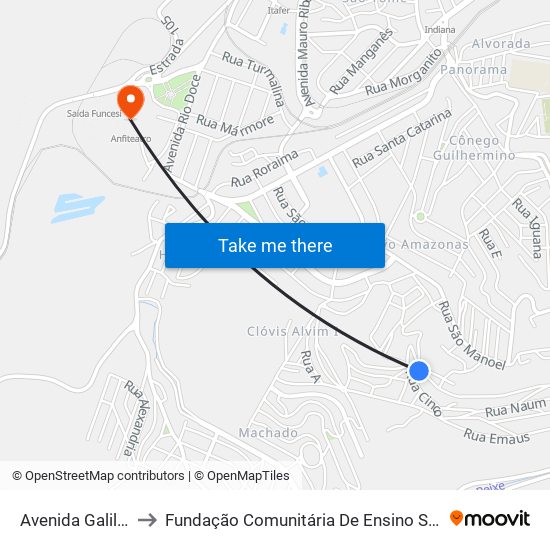 Avenida Galiléia, 140 to Fundação Comunitária De Ensino Superior De Itabira map