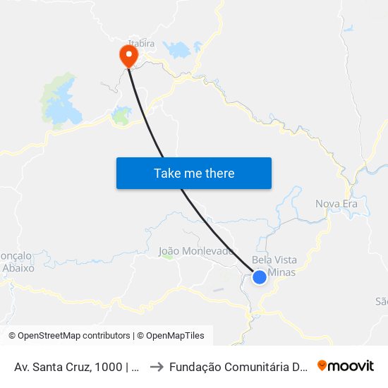 Av. Santa Cruz, 1000 | Ponto Final Do Santa Cruz to Fundação Comunitária De Ensino Superior De Itabira map