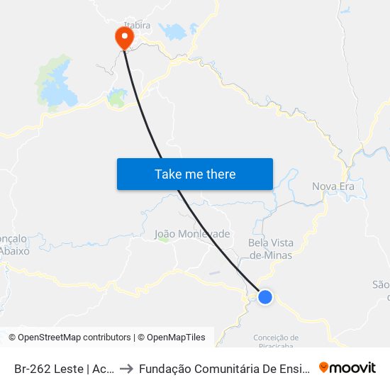 Br-262 Leste | Acesso A Egito to Fundação Comunitária De Ensino Superior De Itabira map