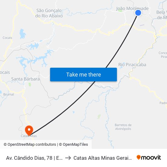 Av. Cândido Dias, 78 | Enscon to Catas Altas Minas Gerais Brazil map
