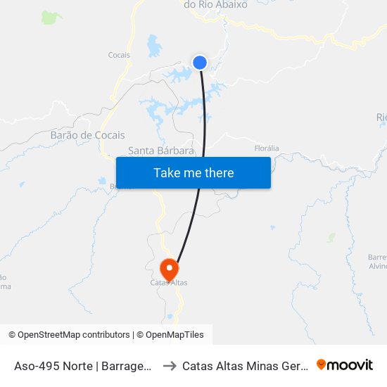 Aso-495 Norte | Barragem Brucutu to Catas Altas Minas Gerais Brazil map