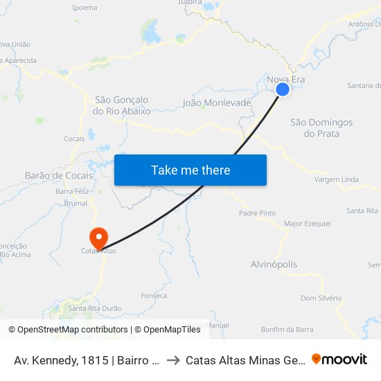 Av. Kennedy, 1815 | Bairro Santa Maria to Catas Altas Minas Gerais Brazil map