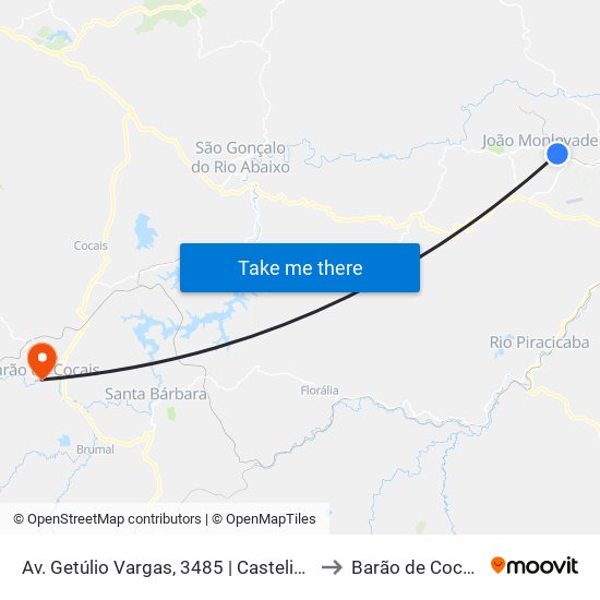 Av. Getúlio Vargas, 3485 | Castelinho to Barão de Cocais map