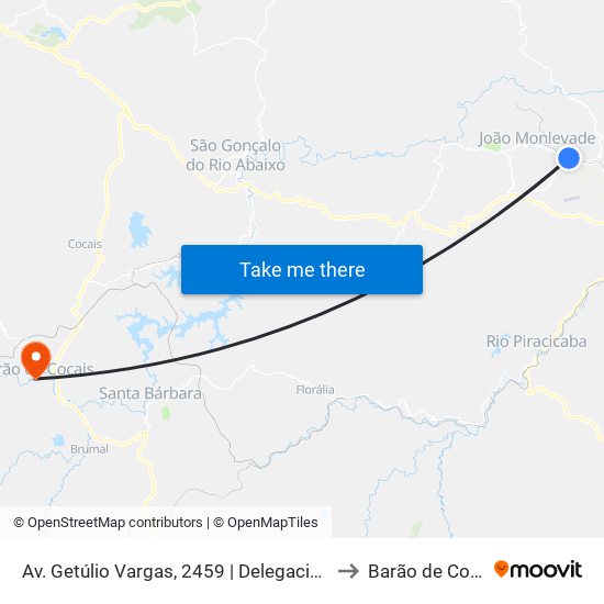 Av. Getúlio Vargas, 2459 | Delegacia/Uemg to Barão de Cocais map