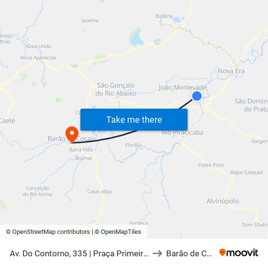 Av. Do Contorno, 335 | Praça Primeiro De Maio to Barão de Cocais map