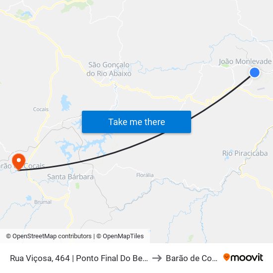 Rua Viçosa, 464 | Ponto Final Do Belmonte to Barão de Cocais map