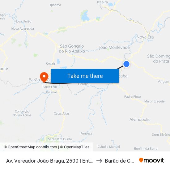 Av. Vereador João Braga, 2500 | Entr. Mg-123 to Barão de Cocais map