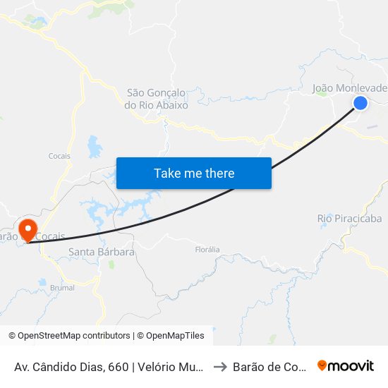 Av. Cândido Dias, 660 | Velório Municipal to Barão de Cocais map