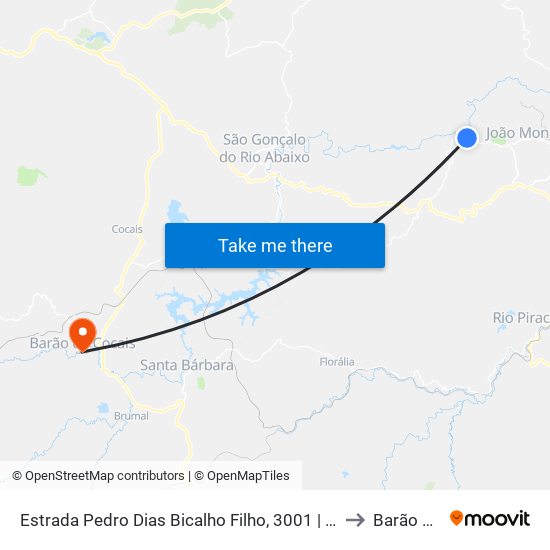 Estrada Pedro Dias Bicalho Filho, 3001 | Ponto Final De Santa Rita De Pacas to Barão de Cocais map