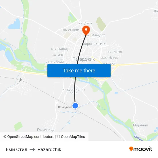 Еми Стил to Pazardzhik map