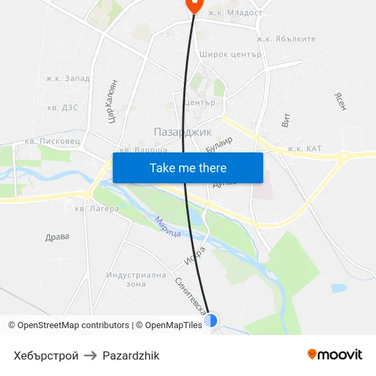 Хебърстрой to Pazardzhik map